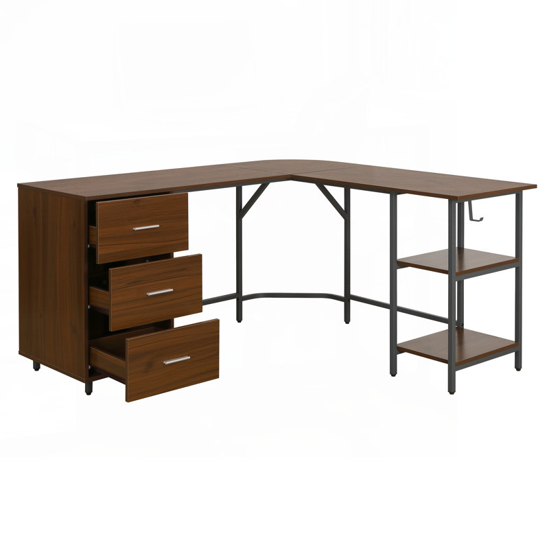 Bureau à deux tons avec rangement en L Techni Mobile