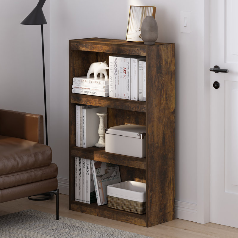 Ambellina Bookcase, Rustic Brown, (3 Shelves) 24.5" W x 40.3" H x 9.5" D