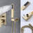 Complete Shower System, 12" Head, Handheld, Wall Mounted, Ceramic Disc, Balance, Brushed Gold Mount, C. ,-121628013
