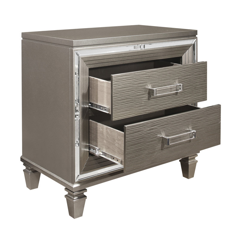 Table de chevet 2 tiroirs Carnstroan, Gris