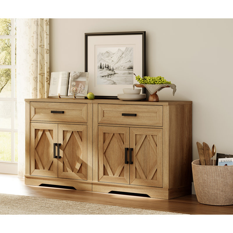Laziza 2-In-1 TV Stand For Up To 75" Tvs,Farmhouse Entertainment Center With Storage Barn Door Cabinet,TV Console Table With Media Cabinet And Drawers For Living Room,Bedroom,