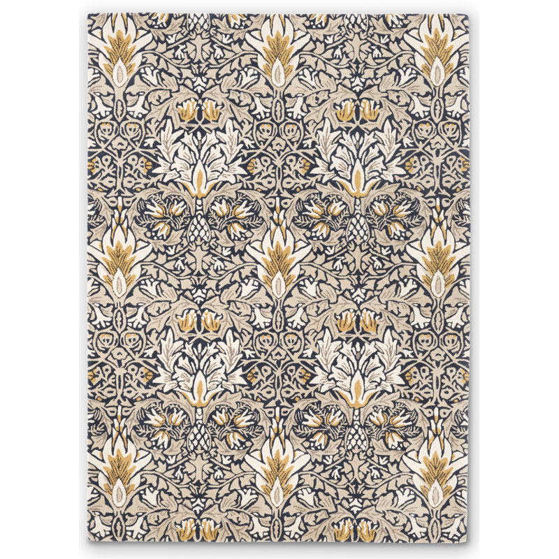 Morris Hand Tufted Wool Floral Area Rug in Blue, Rectangle 5'7" x 7'10"