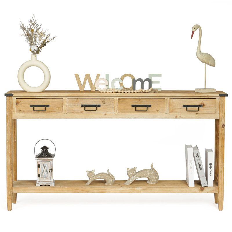  Naiyeli 60"W Solid Wood Console Table,Long Farmhouse Entryway & Sofa Table for Hallway, Foyer, Natural