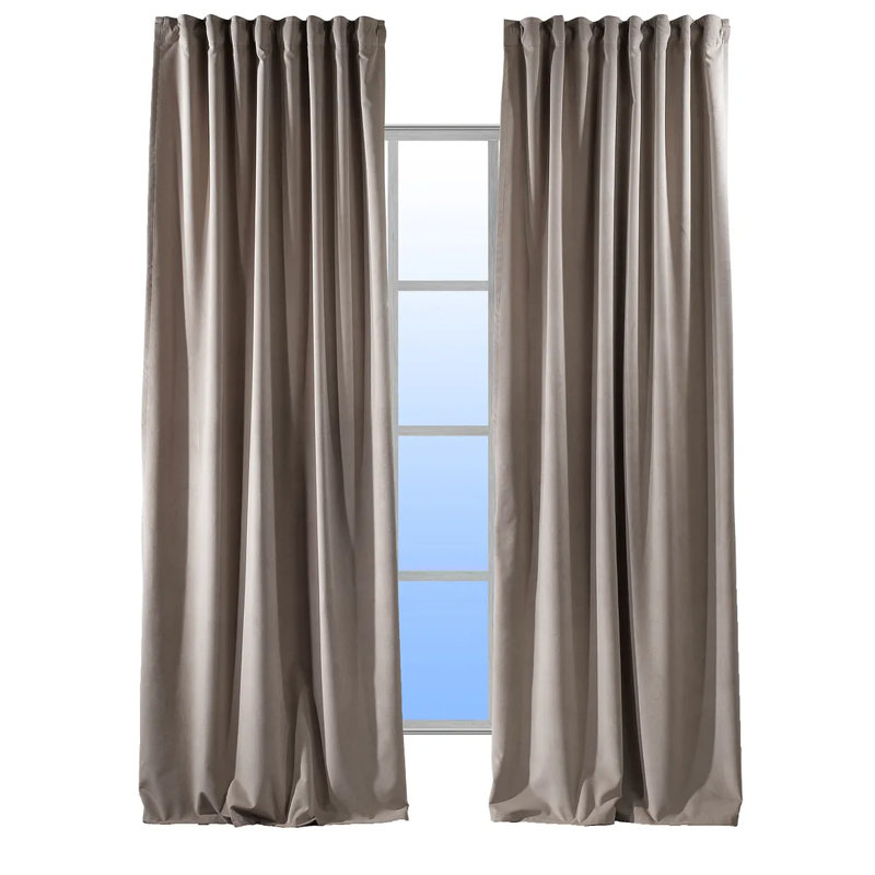 Rideau simple extra long et extra large en velours mat luxueux, 17 brun clair, L 100 po x L 108 po