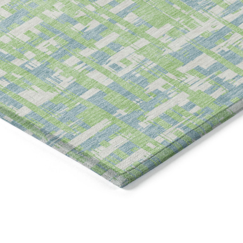 Tapis extérieur lavable abstrait vert menthe 5 pi x 8 pi