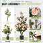 Arbre de camélia artificiel 3,3 pi 2 pièces, avec fleurs en fleurs et tronc de bois naturel-926362897