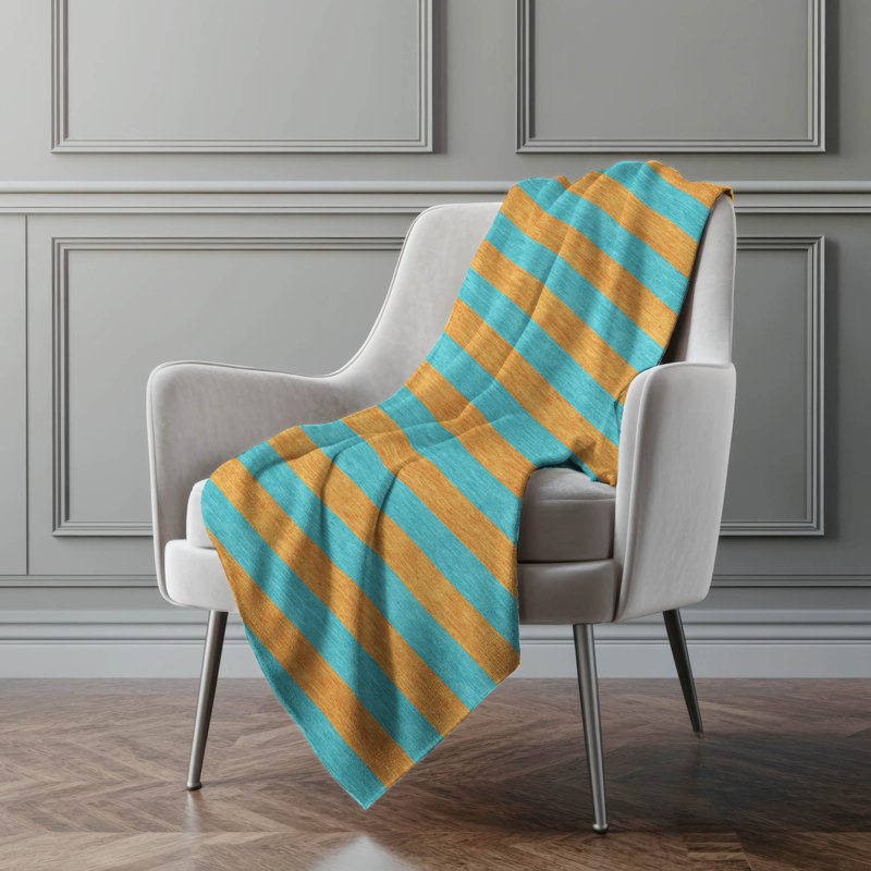 Jeté en sherpa Addison, Turquoise / rayé