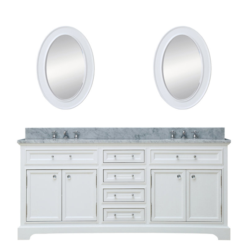 Derby 60" Double Sink Bathroom Vanity Set with Mirror, White