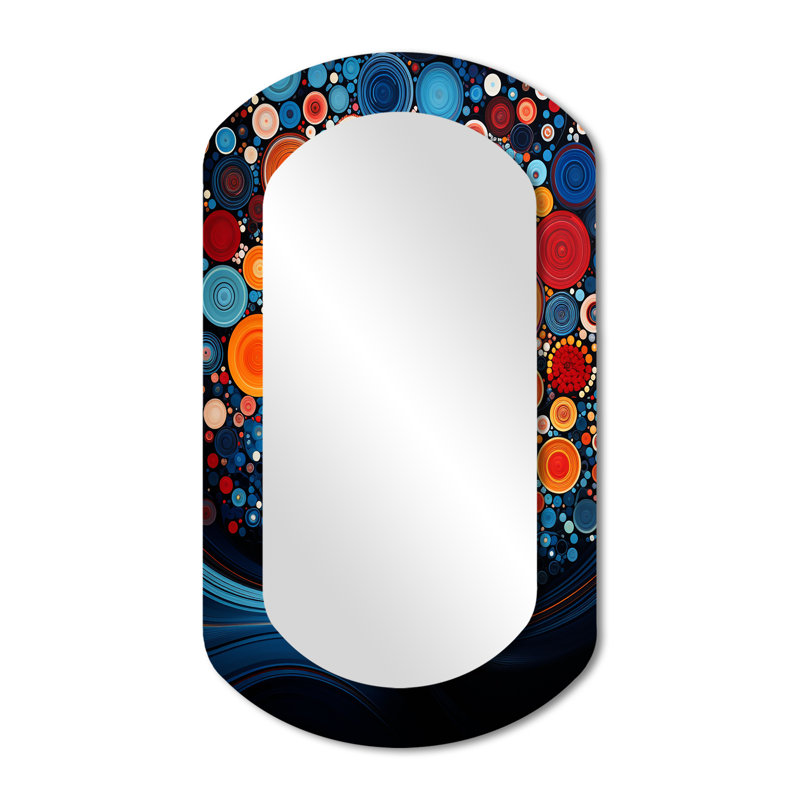 Miroir mural asymétrique fantaisie floral rose et bleu, 43 po x 23 po