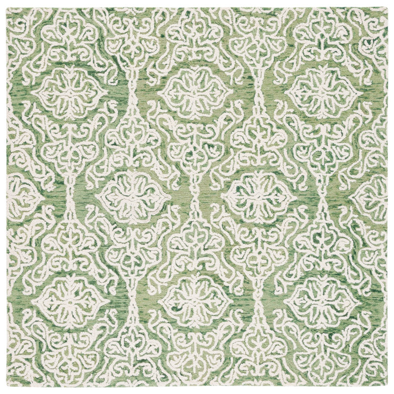 Tapis damassé en laine Anjaliyah, Carré 6 pi