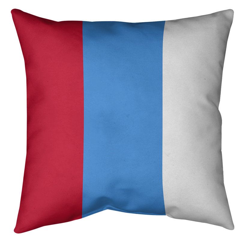 Coussin décoratif d'intérieur/d'extérieur, 16 po x 1 po, Côté blanc / Milieu bleu
