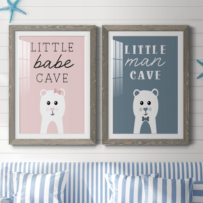 «Little Babe Cave», ensemble de 2 impressions, H 31,5 po x l 47 po x P 1,5 po, Blanc, Cadre en papier gris
