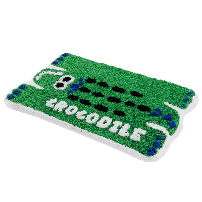 Ultra-soft Absorbent Bath Mat Animal-Shaped Bathroom Mat, Crocodile, Green