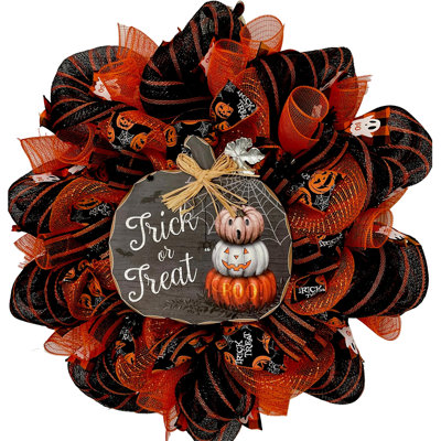 Couronne d'Halloween - citrouille en bois