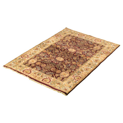 British Raj One-of-a-Kind 4' X 6' New Age Wool Area Rug in Dark Burgundy
