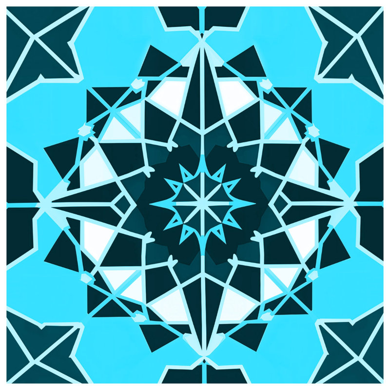 Couvertures de mandala géométriques bleues, L 50 po x H 60 po
