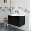 Meuble-lavabo mural noir brillant de 30 po avec portes doubles, crochets à fermeture en douceur, longue poignée en métal doré, installation facile, noir brillant-1069899475