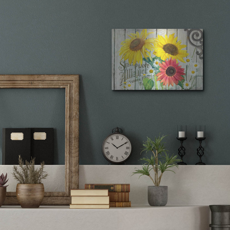 Art mural en métal luxueux «Farm Seed Sunflowers» par Art Licensing Studio, H 12 po x l 16 po
