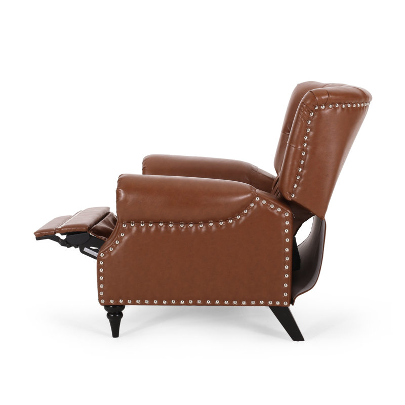 Camay Upholstered Recliner, Cognac Faux Leather
