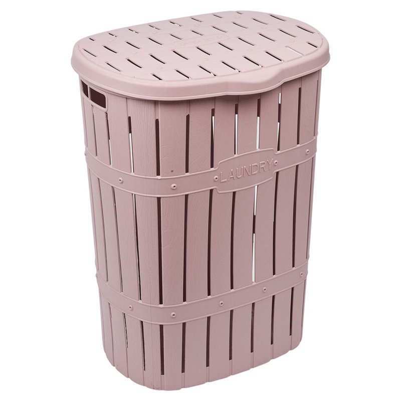 Plastic Laundry Basket with Handles, Purple