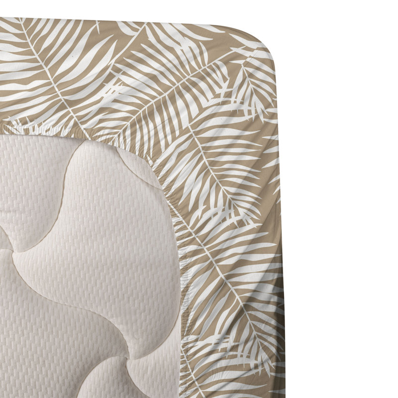 Ensemble de draps à motif de feuilles de palmier 4 pièces Ambesonne, Ensemble de draps pour lit simple TG avec 1 taie d