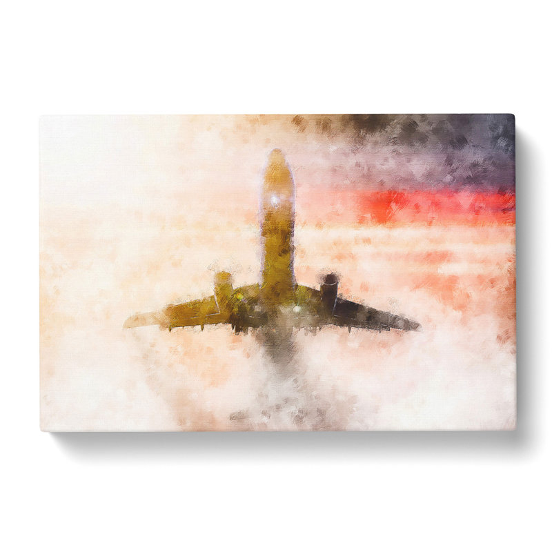 Airplane Lost In The Sky Painting - Wrapped Canvas, 40cm H x 60cm W x 3cm D