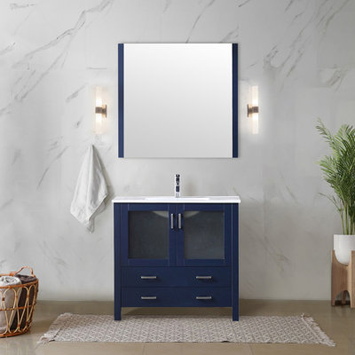 Bath Vanity 18.25 in. D, White Ceramic Top, and Faucet Set