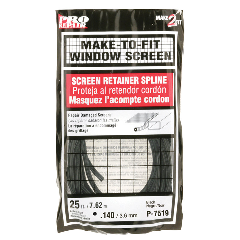 Spline écran en vrac Prime-Line (paquet simple), Noir, H 9,8 po x l 5,05 po x P 1,1 po