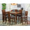 7 Piece Counter Height Dining Table Set Consist of a Rectangle Wooden Table and 6 Faux Leather Kitchen Dining Chairs, Mahogany
