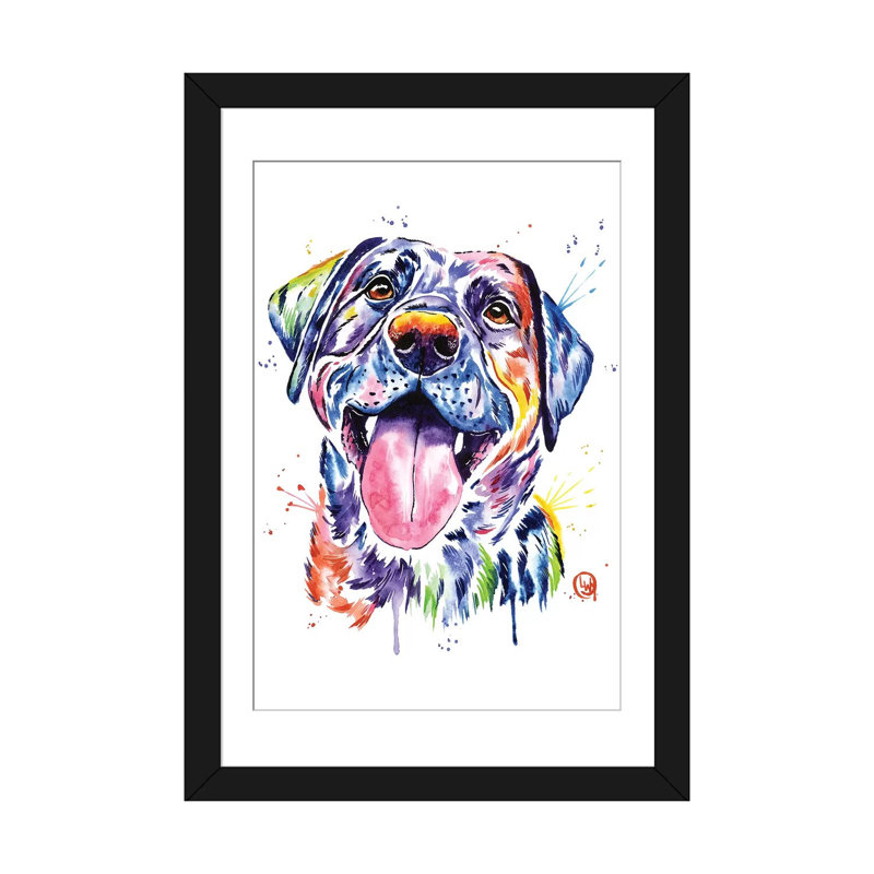 « black lab », impression sur toile, Papier d'art encadré noir, H 32 po x l 24 po x P 1 po, Blanc