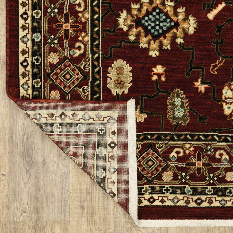 Tapis rouge / noir Oaklynn, Rectangle 6 pi 7 po x 9 pi 6 po
