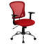 Chaise de bureau pivotante à dossier moyen en maillage avec accoudoirs et base en chrome-17744134