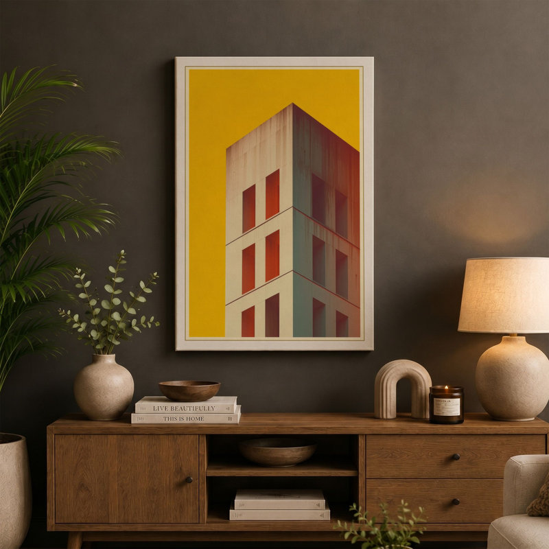 Isometric Tower Art Deco - Wrapped Canvas, 18x12 - 45.7 x 30.5 cm, White Border
