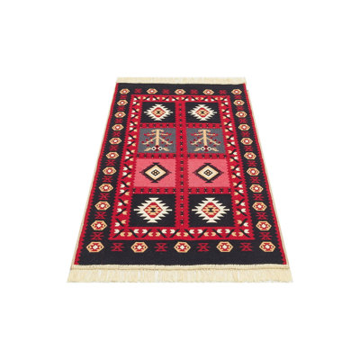 Tapis doux rouge à tissage plat de 31,5 po x 59,1 po | 100% coton, sans velours, 2,4 lb | Lavable à la machine à 86 ° F, facile à nettoyer avec aspirateur et détachant | Parfait pour le salon, la chambre à coucher et la décoration intérieure