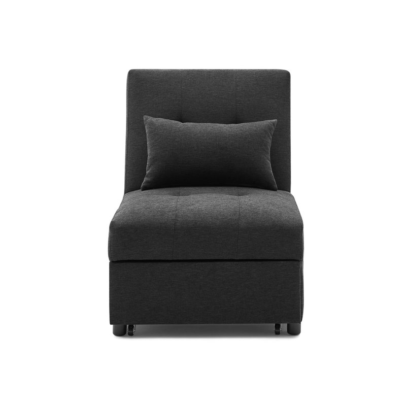 Canapé-lit pliant avec repose-pieds, Polyester noir