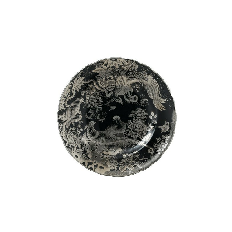Aves Handmade Bone China Salad/Dessert Plate, Black