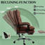 Chaise de travail brun rembourrée avec massage, inclinable à 135 °, hauteur réglable, conception pivotante pour le bureau à domicile