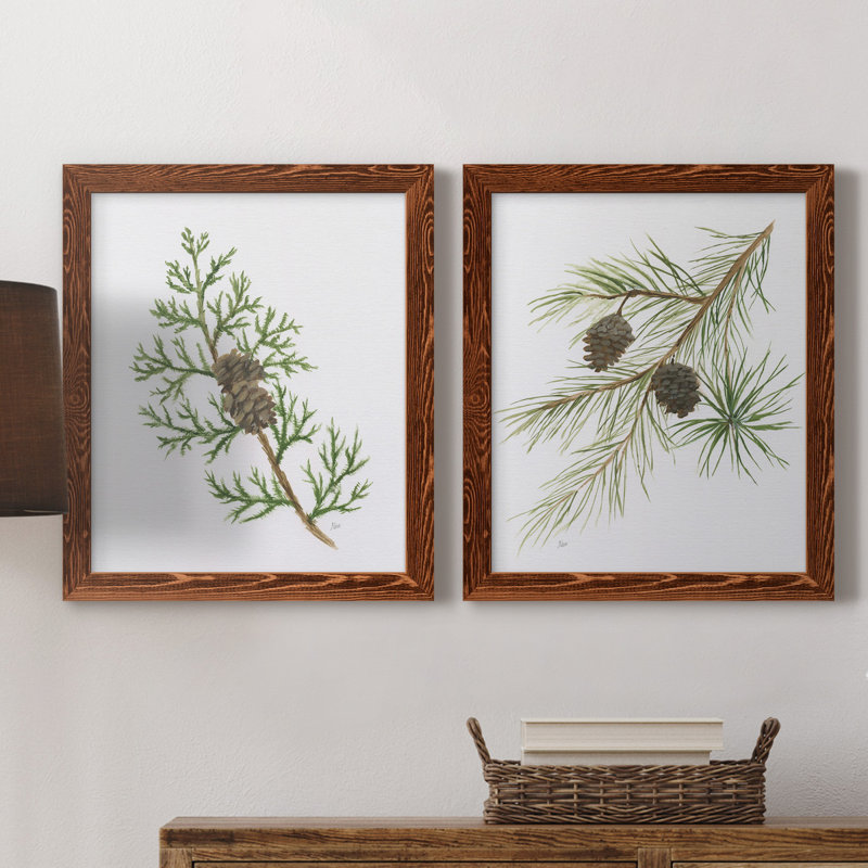 Winter Botanical III - ensemble de 2 reproductions d'art, H 24 po x l 36 po x P 1,5 po, Toile avec cadre érable, Pas de tapis