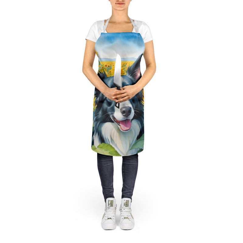 Border collie en tablier tournesols
