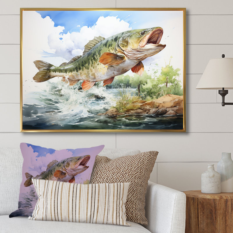 " Fishing Dreams II ", Gold Floater Framed, 34" H x 44" W