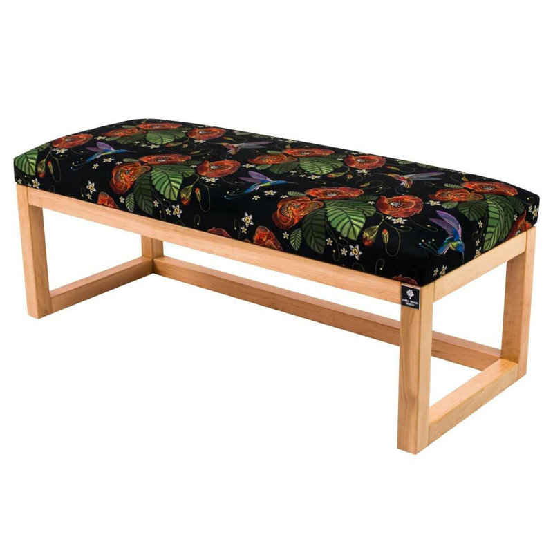 Velvet Upholstered Bench, 45cm H x 55cm W x 35cm D