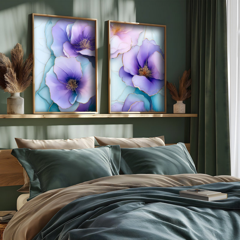 Elegant Decorative Framed MDF Paintings (2 Pieces), Pine Wood Frame, 27.6 x 19.7 x 0.1 inches | 100% MDF, Thickness: 0.1 inches | UV Printed Artwork, Perfect for Living Room & Office Décor, Stylish & Modern Design