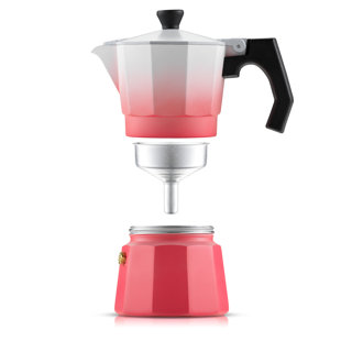 RAINBEAN Moka Pot 6 Cup Set, 11 oz / 300ml Stovetop Espresso Maker, Italian Greca  Coffee, Aluminum Ripple Ring Design - Easy To Use & Clean (Red, Perfect  Gifts for Coffee Lovers)