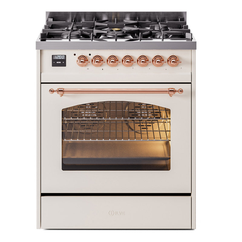 Cuisinière à double combustible de 30 po avec 5 brûleurs scellés (porte vitrée) ILVE Nostalgie II Series, Gaz naturel