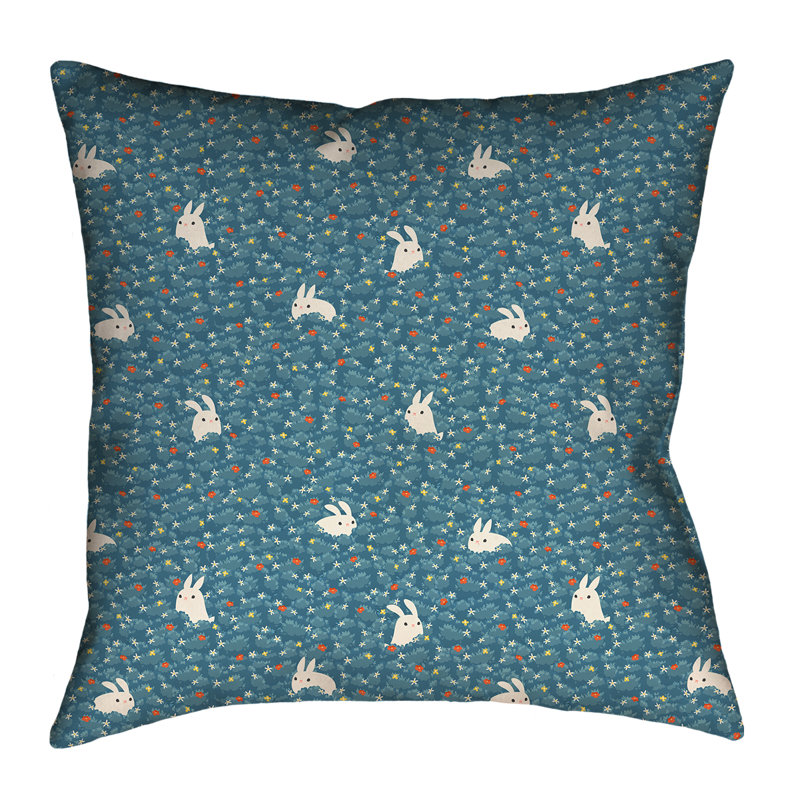 Housse de coussin Katelyn Elizabeth, 26 po x 26 po, Faux lin, Bleu