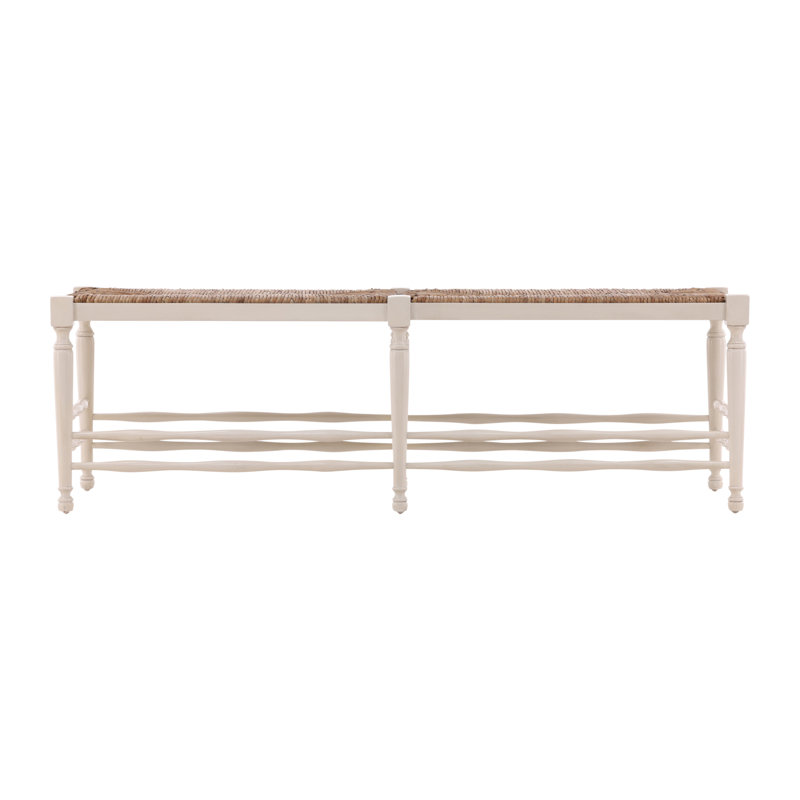 Furniture Classics Cream Mahogany Rush Seat Turned Leg Bench