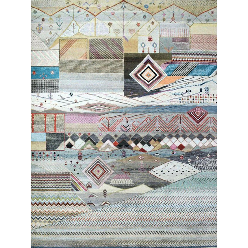 Tapis décoratif multicolore à motif géométrique de la collection Barcelona, Tapis de couloir 3 pi 3,37 po x 9 pi 10,11 po