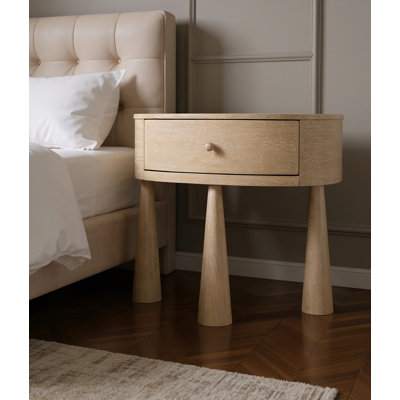Table de chevet en placage d'acacia et bois massif Oasis
