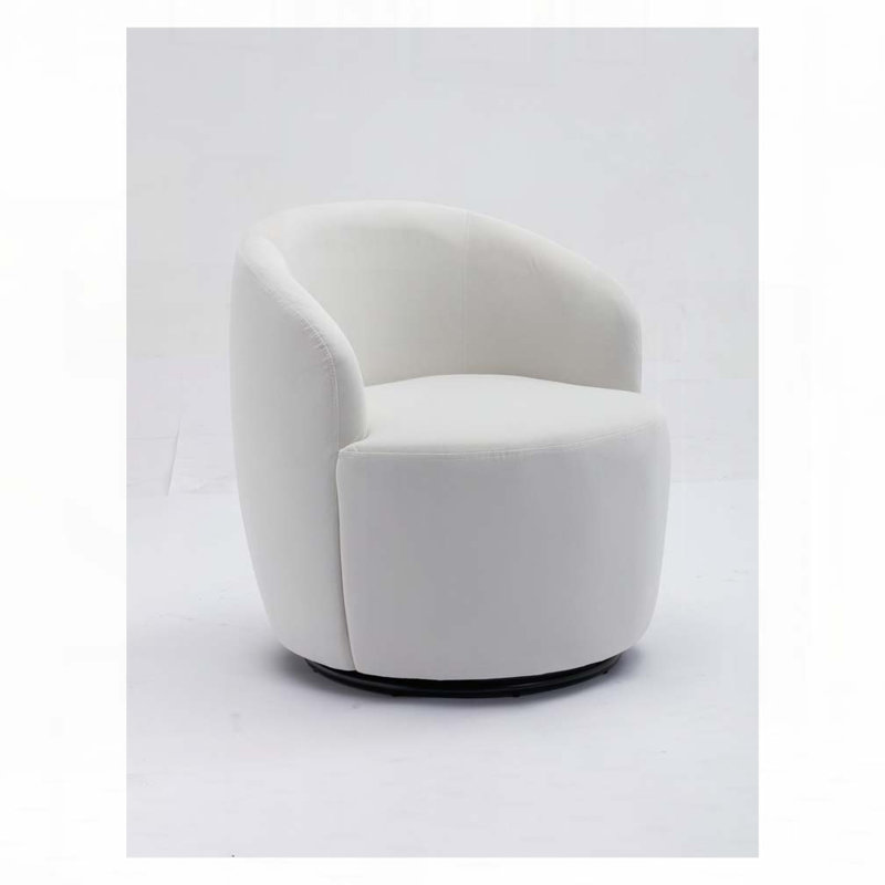 Accent Swivel Armchair Barrel Chair, White Velvet