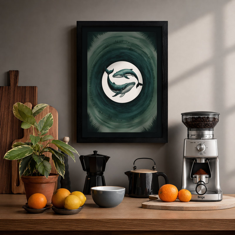 Whale In The Vortex Coastal - Print, A2 - 59.4 x 42.0 cm, Black